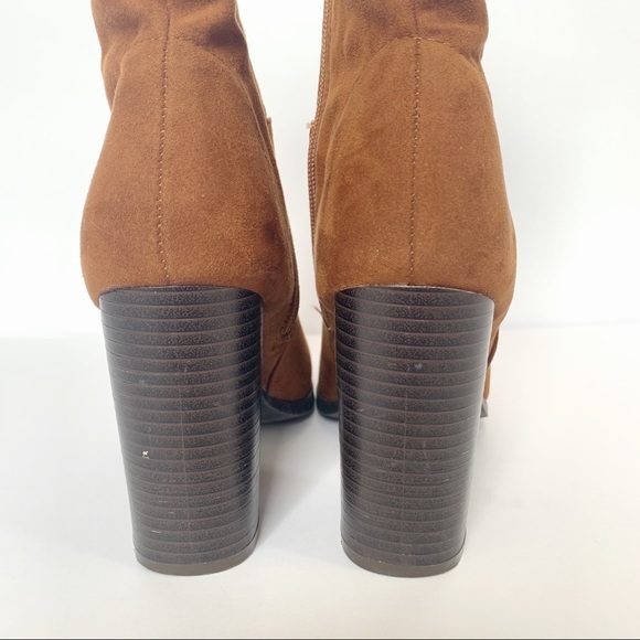 Bamboo Heel Brown Suede Boots Chestnut Color Sz‎ 7 - Picture 2 of 10